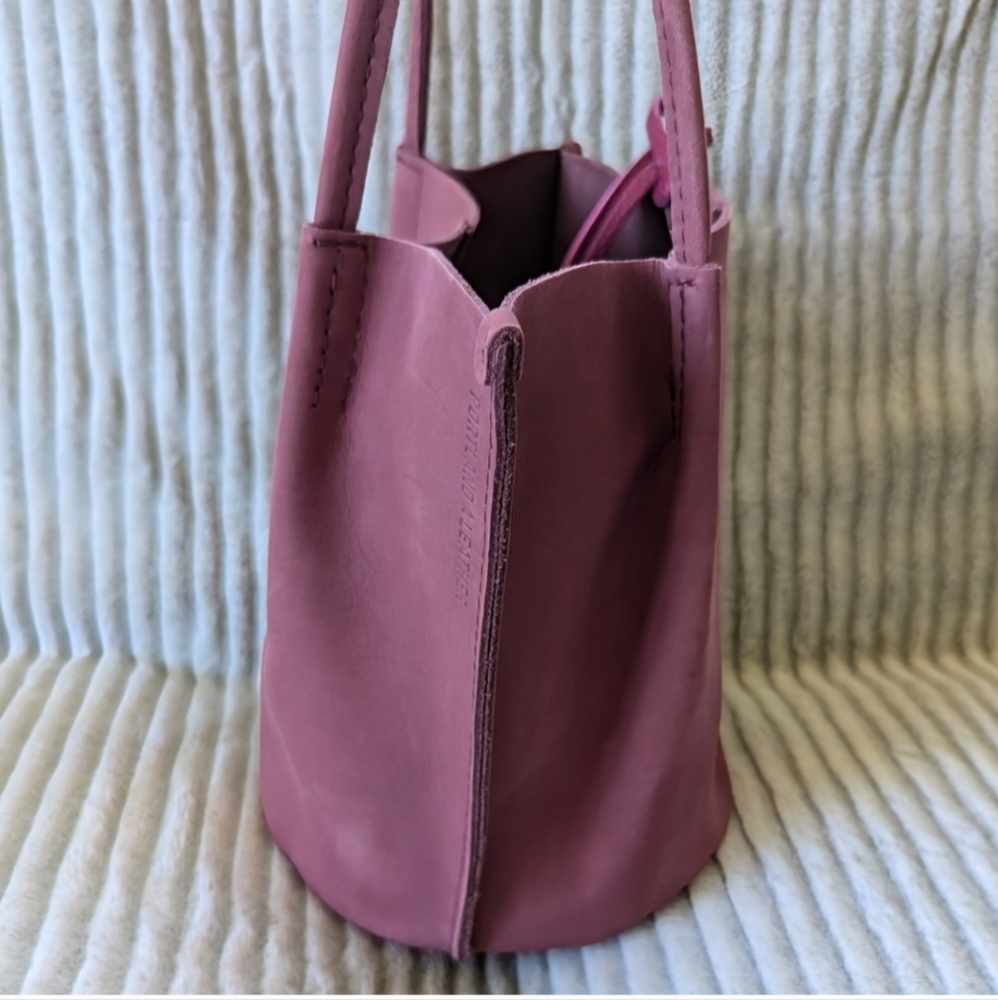 Portland Leather New, Pink Purple Genuine Suede Women's Tote Bag. Foxglove. NWT